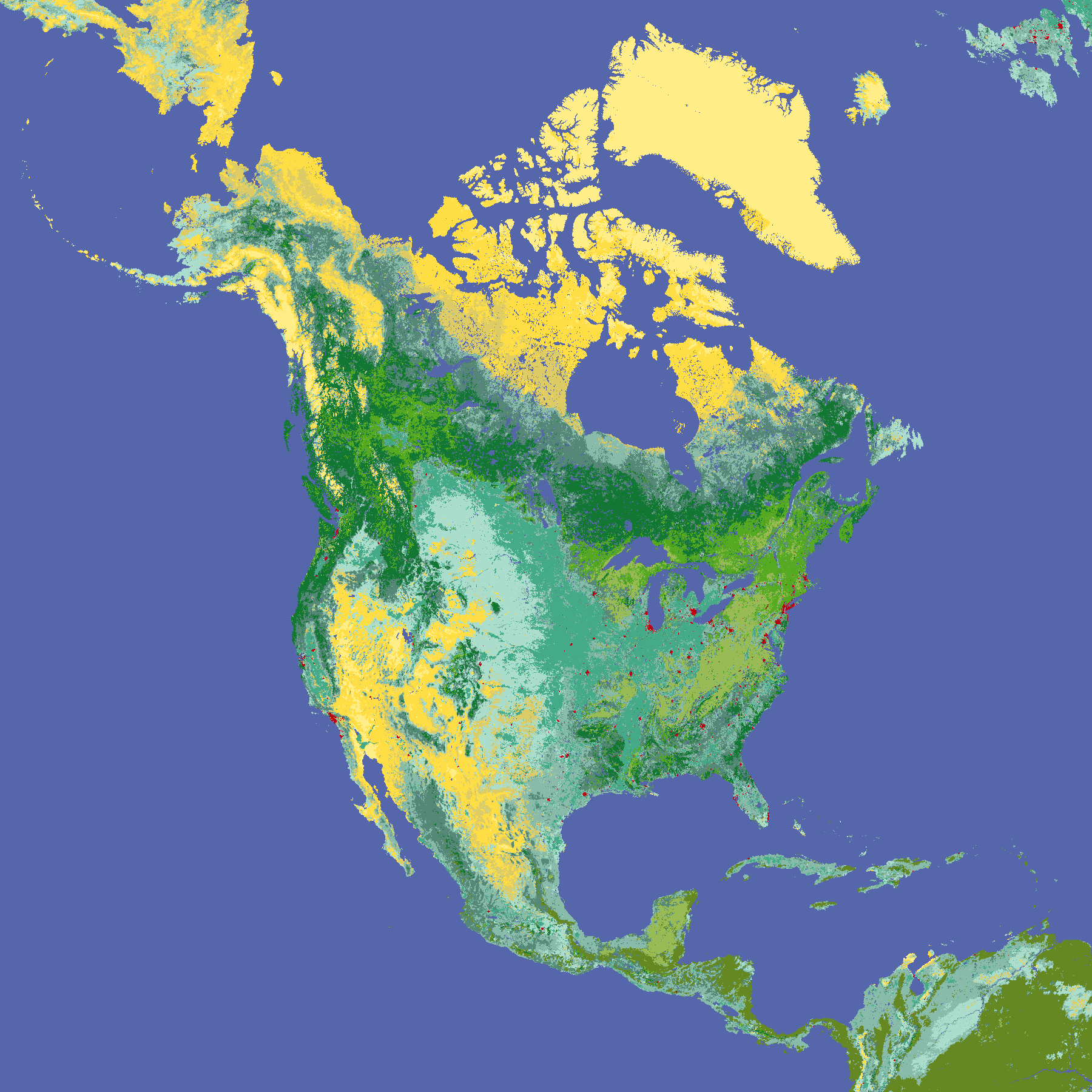 Global land cover classification in North America