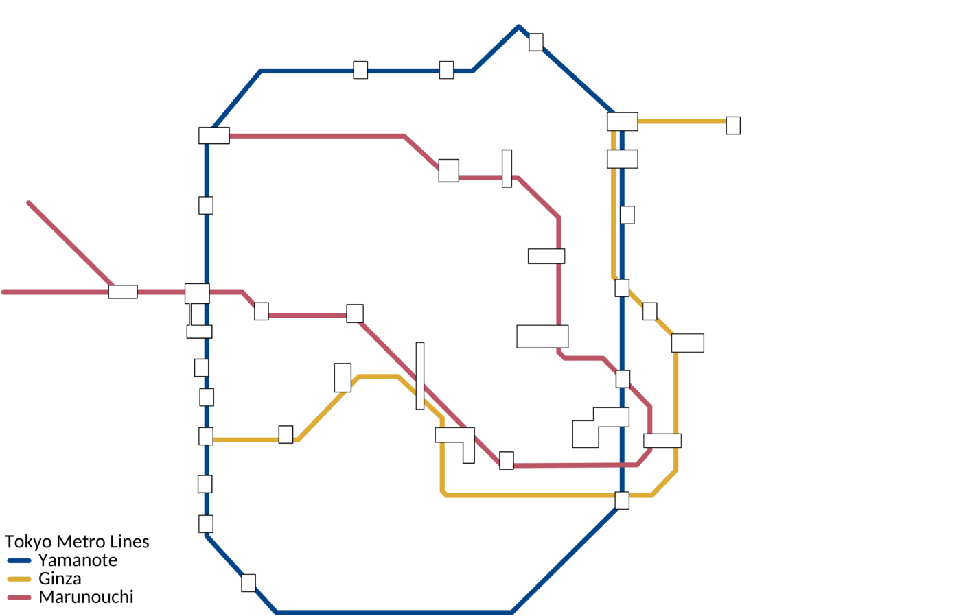 Tokyo metro in high-contrast scheme
