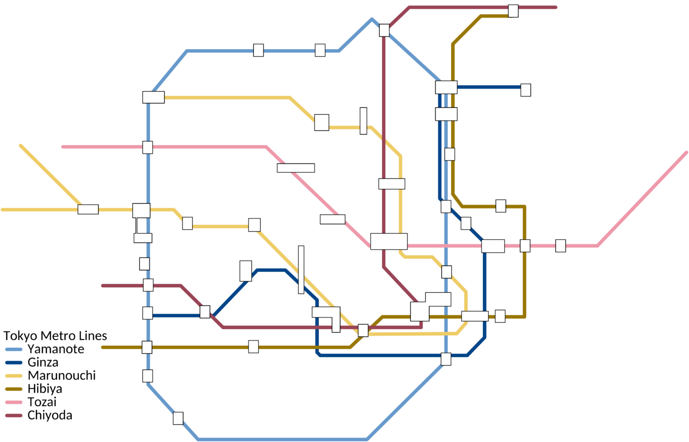 Tokyo metro in medium-contrast scheme