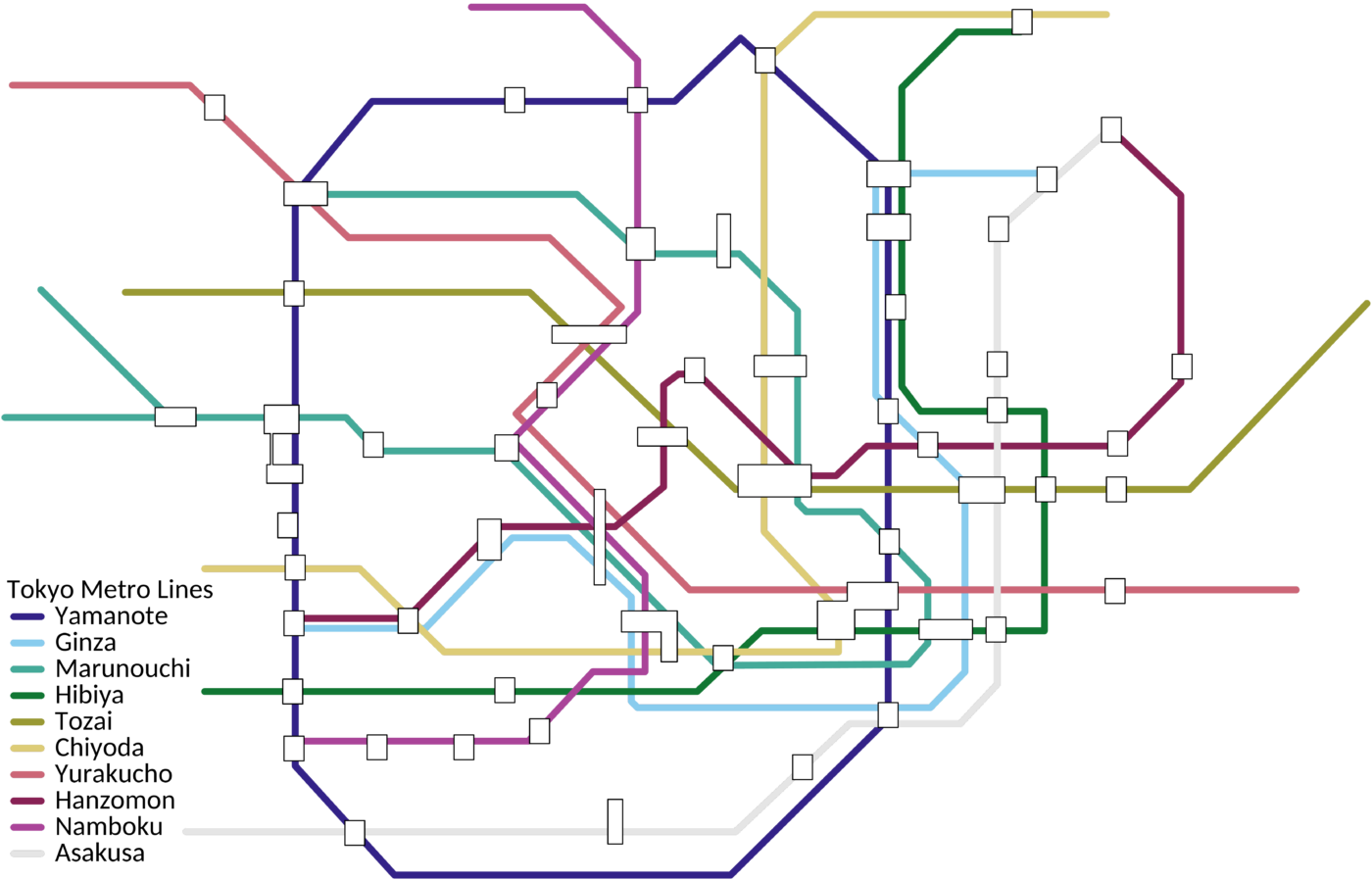 Tokyo metro in muted scheme